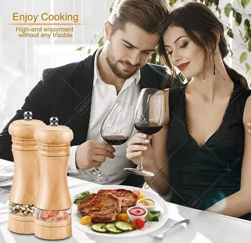 6 Zoll Holz Pfeffermühle manuell mit einstellbarem Keramik-Mahlwerk