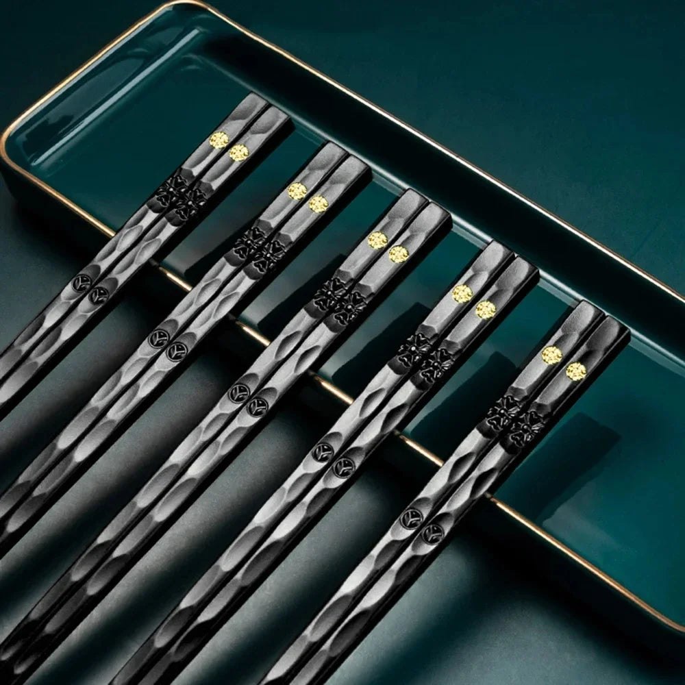 5 Paar Koreanische Essstäbchen – Wiederverwendbar, Spülmaschinenfest, Rutschfest