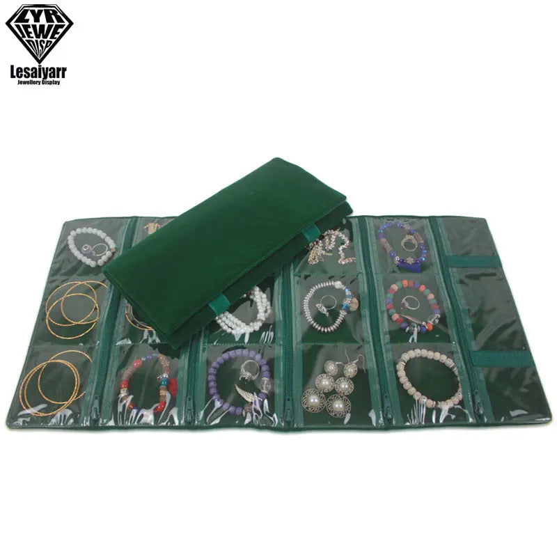 Faltbarer Schmuck Organizer aus Samt mit Reißverschluss für Reisen