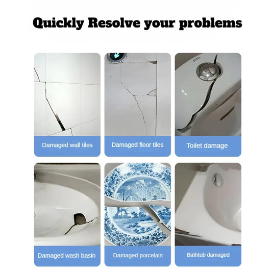 Fliesenreparaturmittel Set Paste für Keramik Porzellan Marmor Risse Schäden