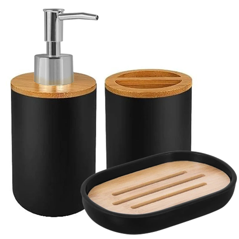 Badezimmer Set Seifenspender Zahnbuerstenhalter Seifenschale Kunststoff