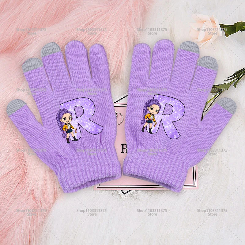 Modische Fünf Finger Handschuhe mit Anime Design und Touchscreen