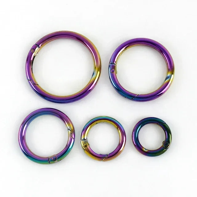 10er Set Metall Karabinerringe 10-50mm für Schlüsselanhänger und Taschen