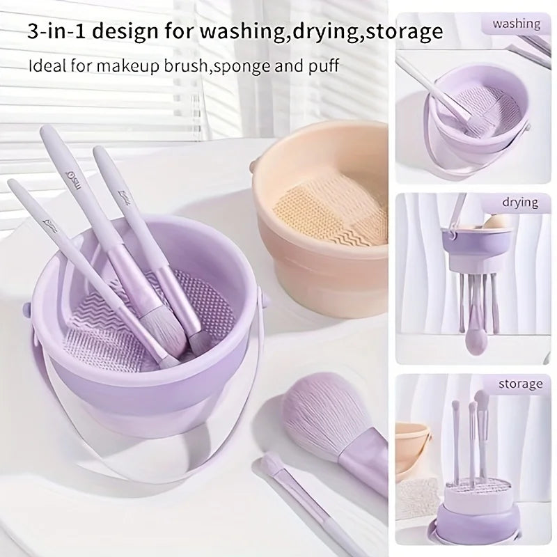 3-in-1 Silikon Matte und Wäscheständer für Make-up Pinsel Reinigungsset