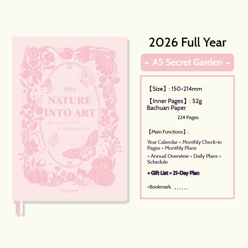 Jährliches Notizbuch 2026 A5 A6 Planner Tagesplaner mit 224 Seiten