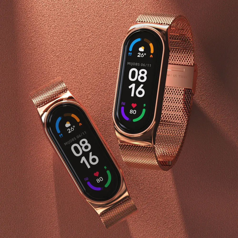 Luxuriöses Milanaise Edelstahl-Armband kompatibel mit Smartbands 3-6