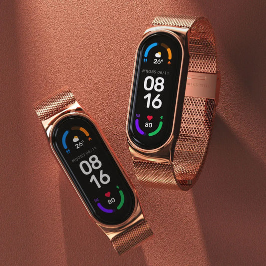 Luxuriöses Milanaise Edelstahl-Armband kompatibel mit Smartbands 3-6
