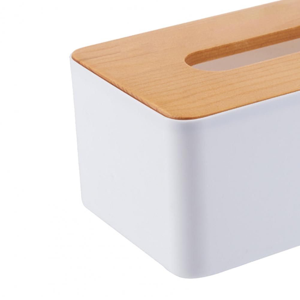Moderner quadratischer Serviettenhalter aus Kunststoff mit Holzdeckel-Yabubestshop