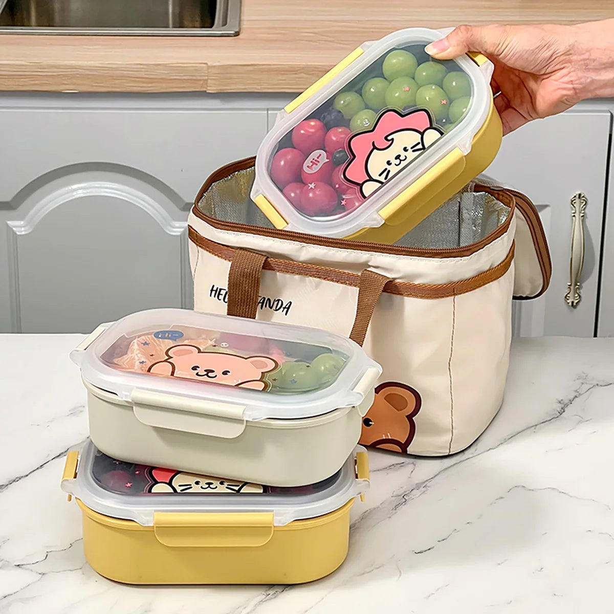 900 ml Lunchbox aus Edelstahl 304 mikrowellengeeignet auslaufsicher tragbar