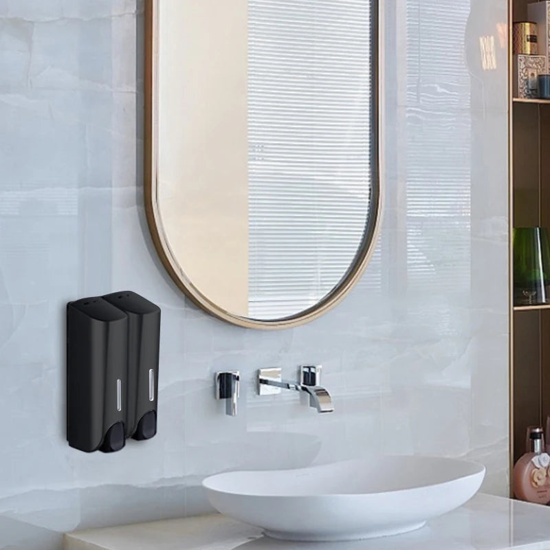 2 x 350 ml Wandflüssigseifenspender mit manueller Druckfunktion