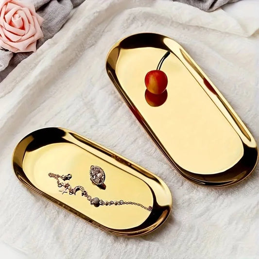 Eleganter ovaler Edelstahl-Essteller Gold oder Silber – stilvoll servieren
