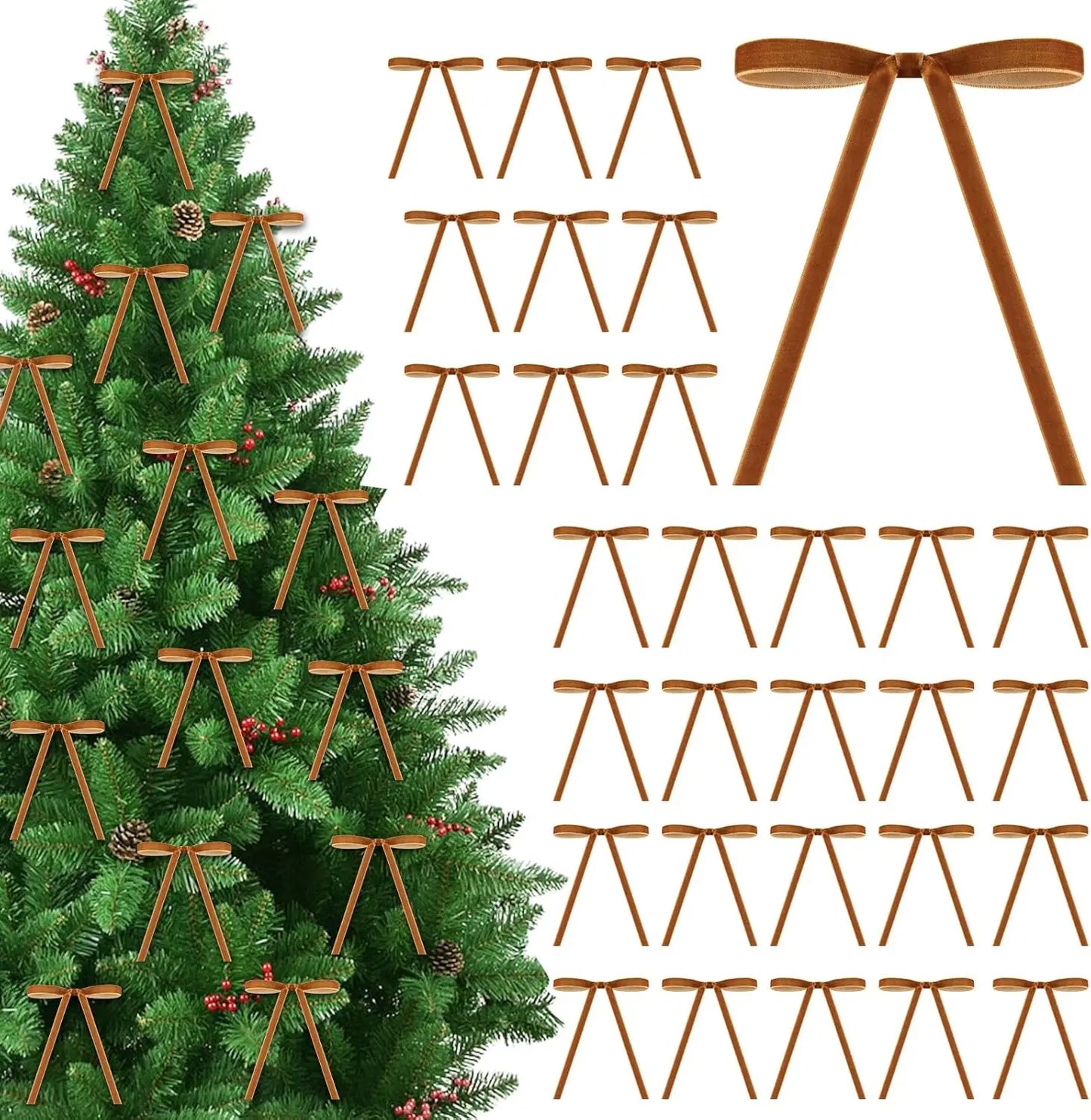 12er Set Samt Weihnachtsschleifen für Festdekoration