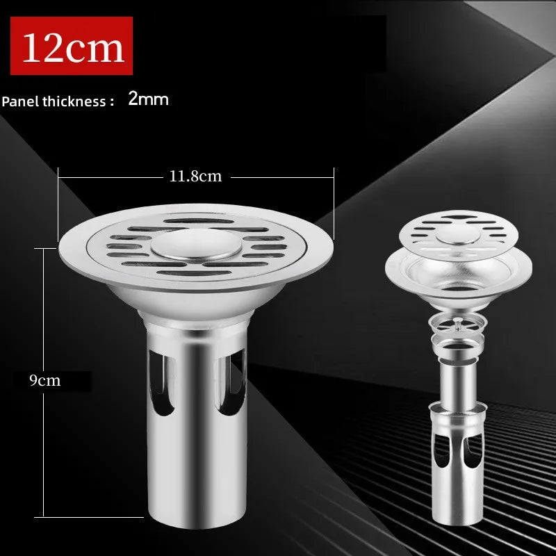 Edelstahl Bodenablauf mit Haarfänger Geruchshemmend für Dusche und Bad