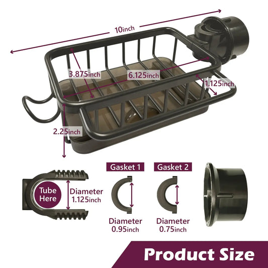 Aluminium Wasserhahn Organizer mit Schwammhalter und Abflussschale für die Küche