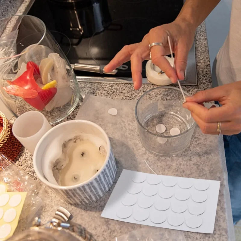 Kerze Docht Aufkleber 100 oder 1000 Stück Weiß doppelseitiges Klebeband