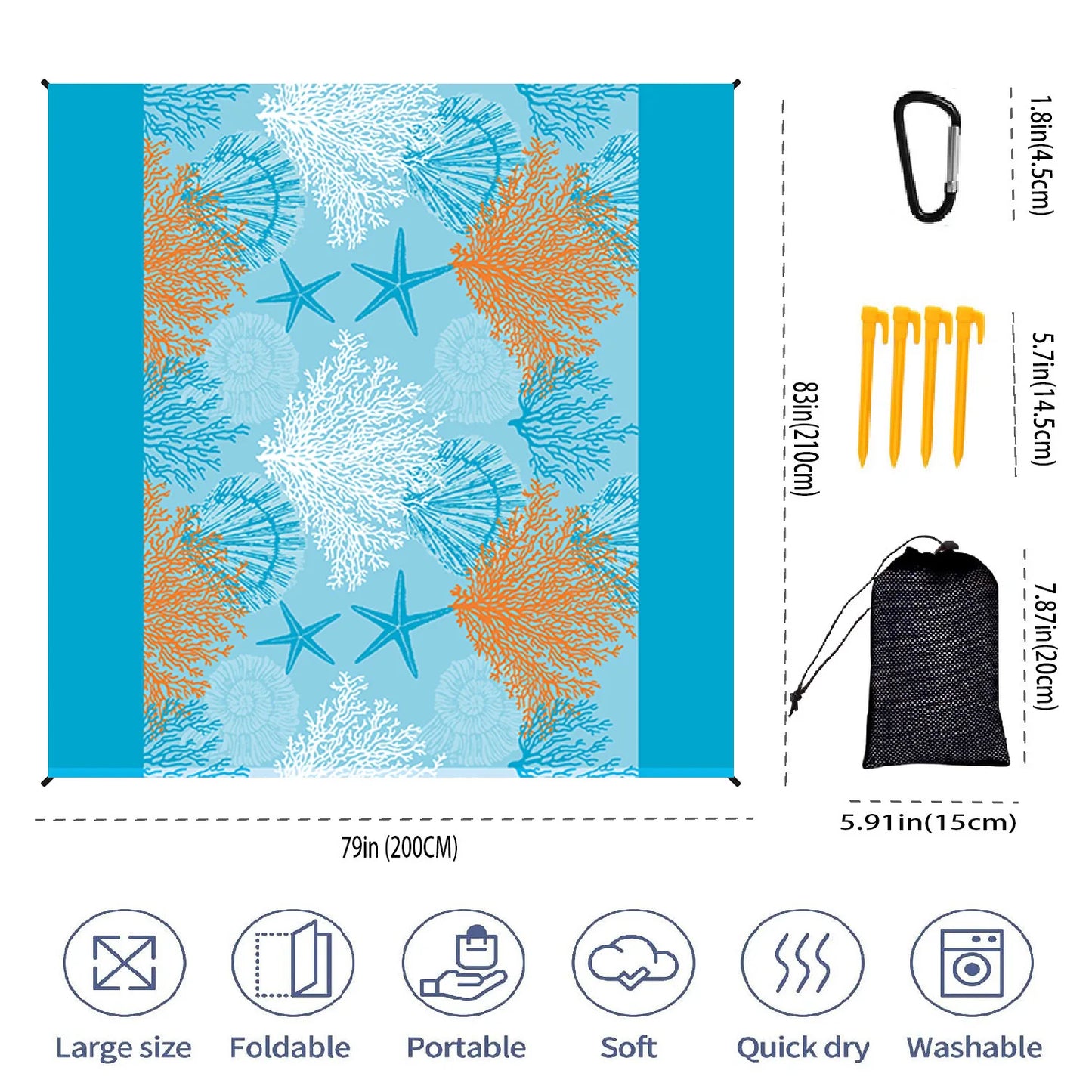 Ultradünne wasserdichte Strandmatte für bis zu 8 Personen