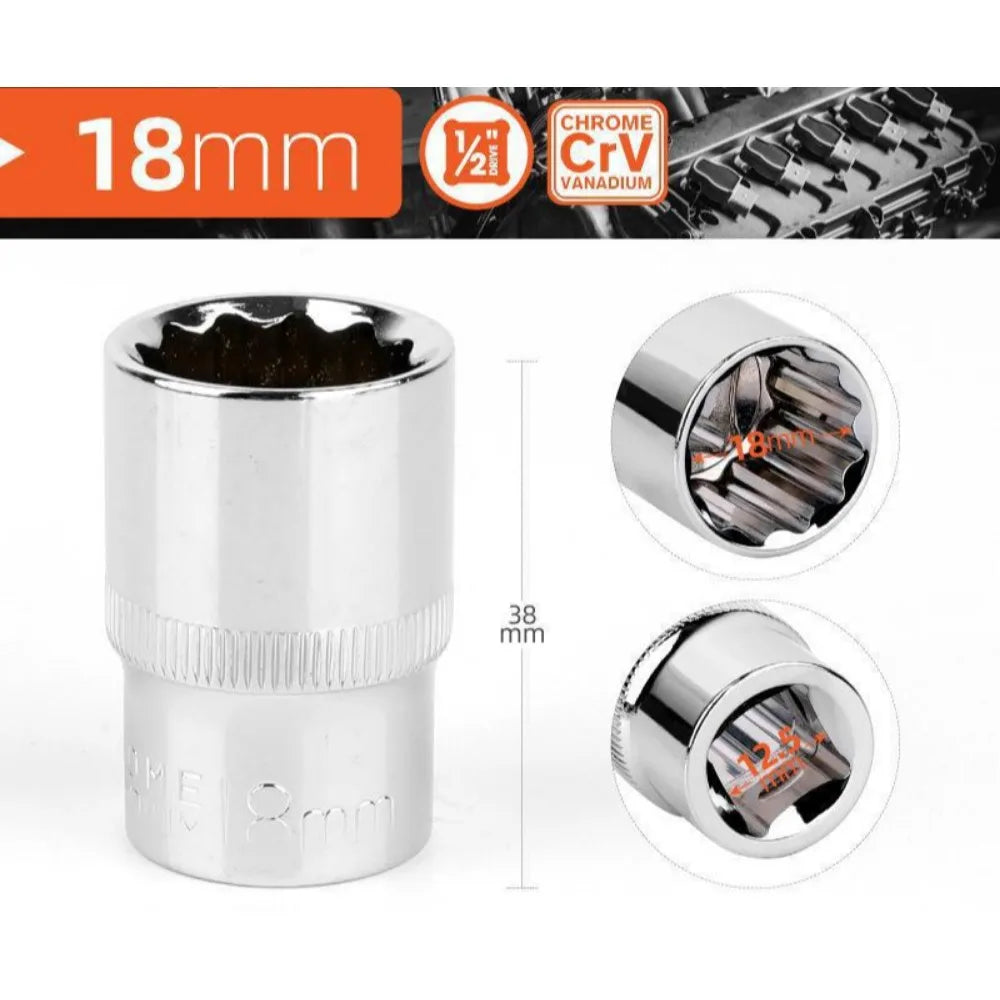 1/2 Zoll Vierkantantrieb 12-Punkt Steckschlüssel für Ratschenschlüssel 8-32mm