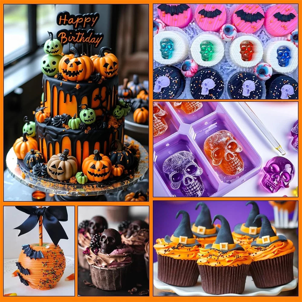 Halloween Silikonformen Kürbis Fledermaus Spinne Grabstein Schokoladenform