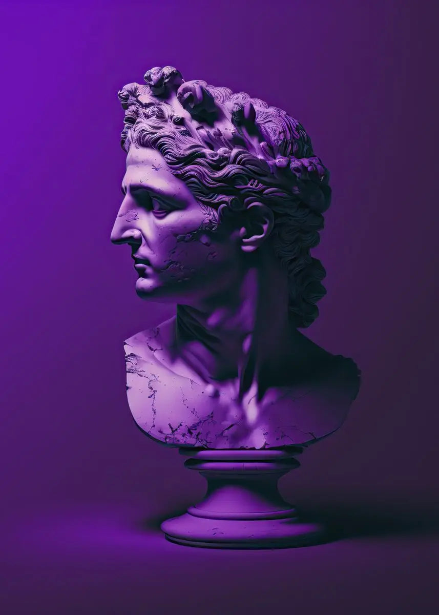 Bunte abstrakte Leinwanddrucke mit antiker griechischer David-Skulptur