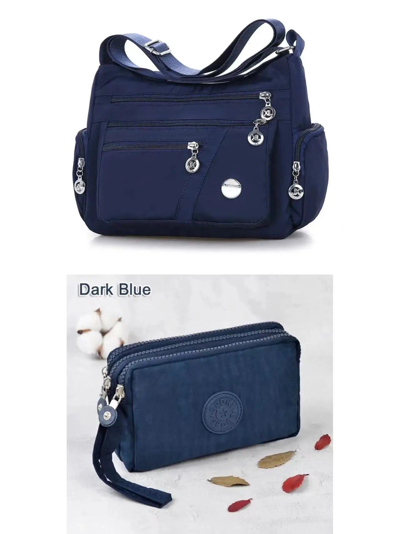 Damen Umhängetasche wasserfest Nylon Lässig mit RFID Schutz und Reißverschluss