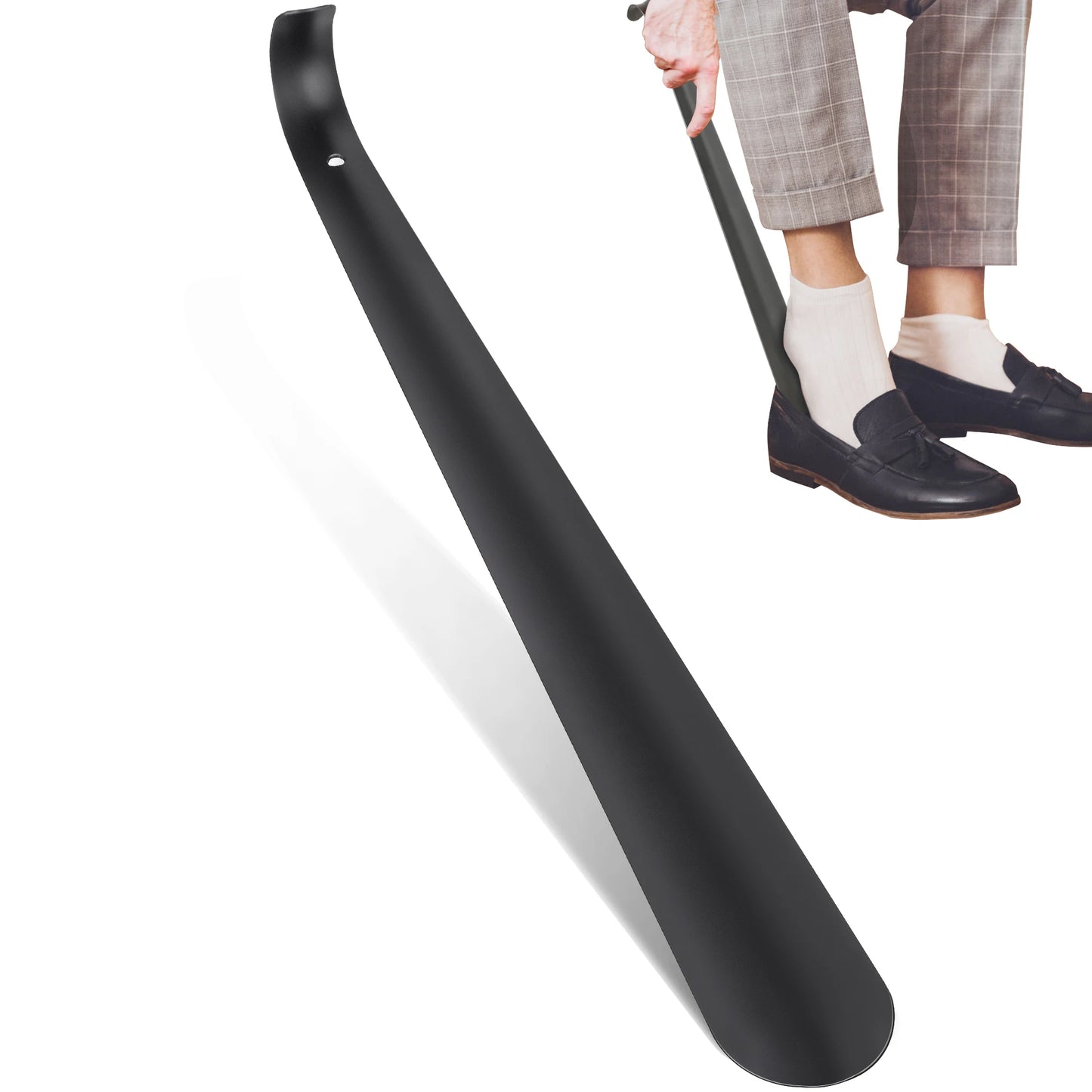 42cm Extra langer Metall Schuhlöffel Schuhheber aus Edelstahl flexibler Griff