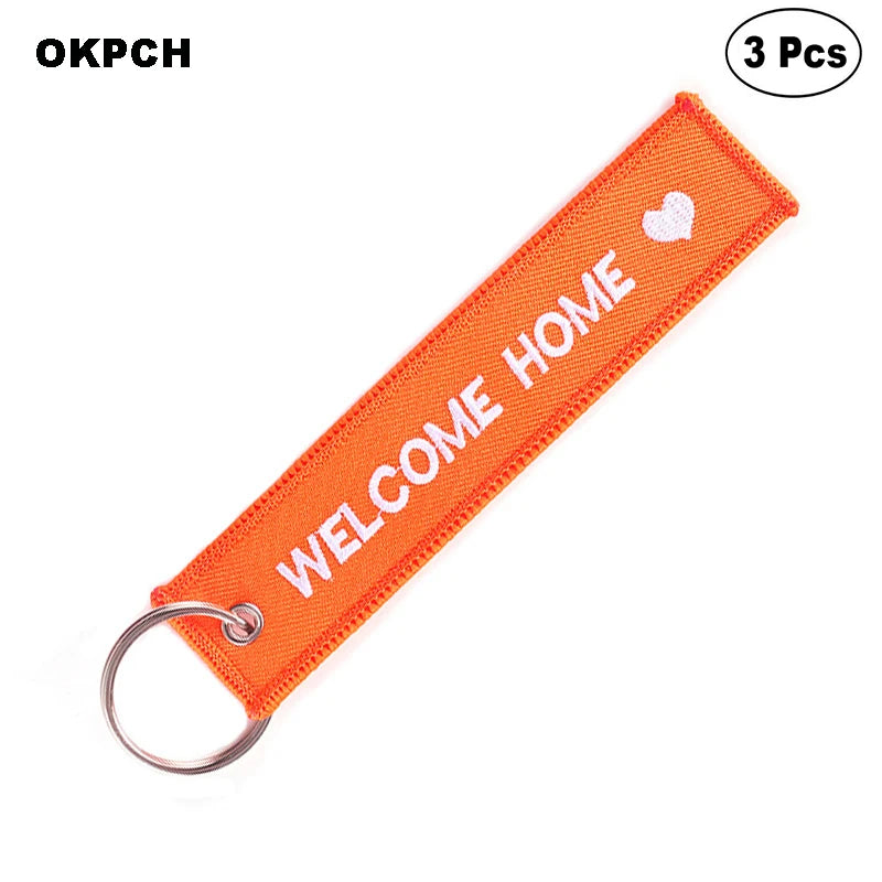 3-teiliges Schlüsselanhänger Set Bestickte Metallanhänger für Autos Motorräder