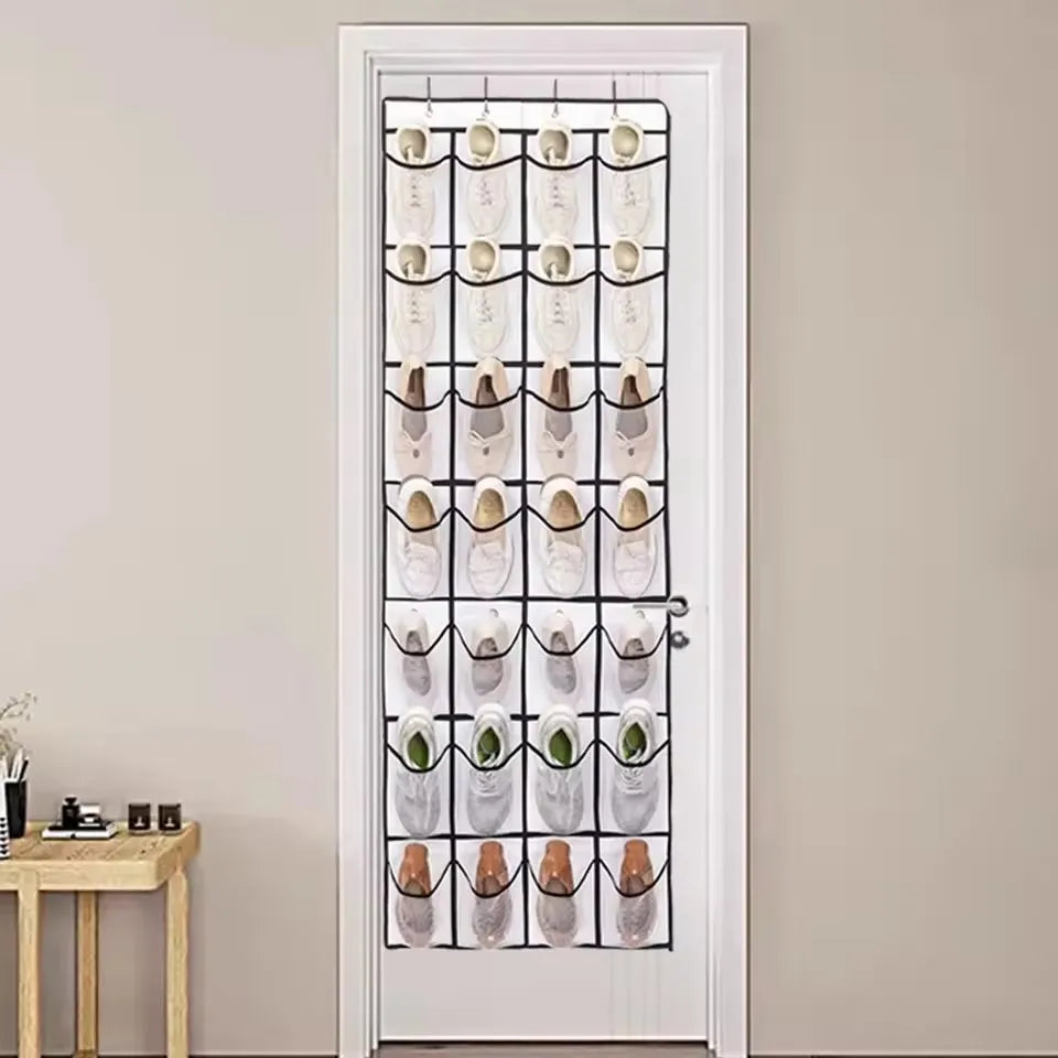 24-Fächer Wandhänger Schuh-Organizer Stoff Tasche Aufbewahrung Regal