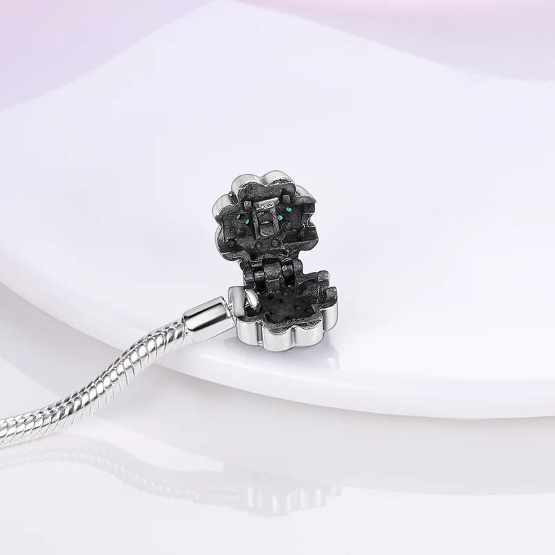 Armband Silber 925 mit Stern Mond Sonne und Grünem Zirkon Charm