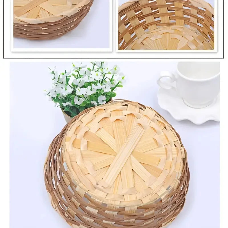 6er Set Runde Aufbewahrungskörbe Aus Natürlichem Bambus