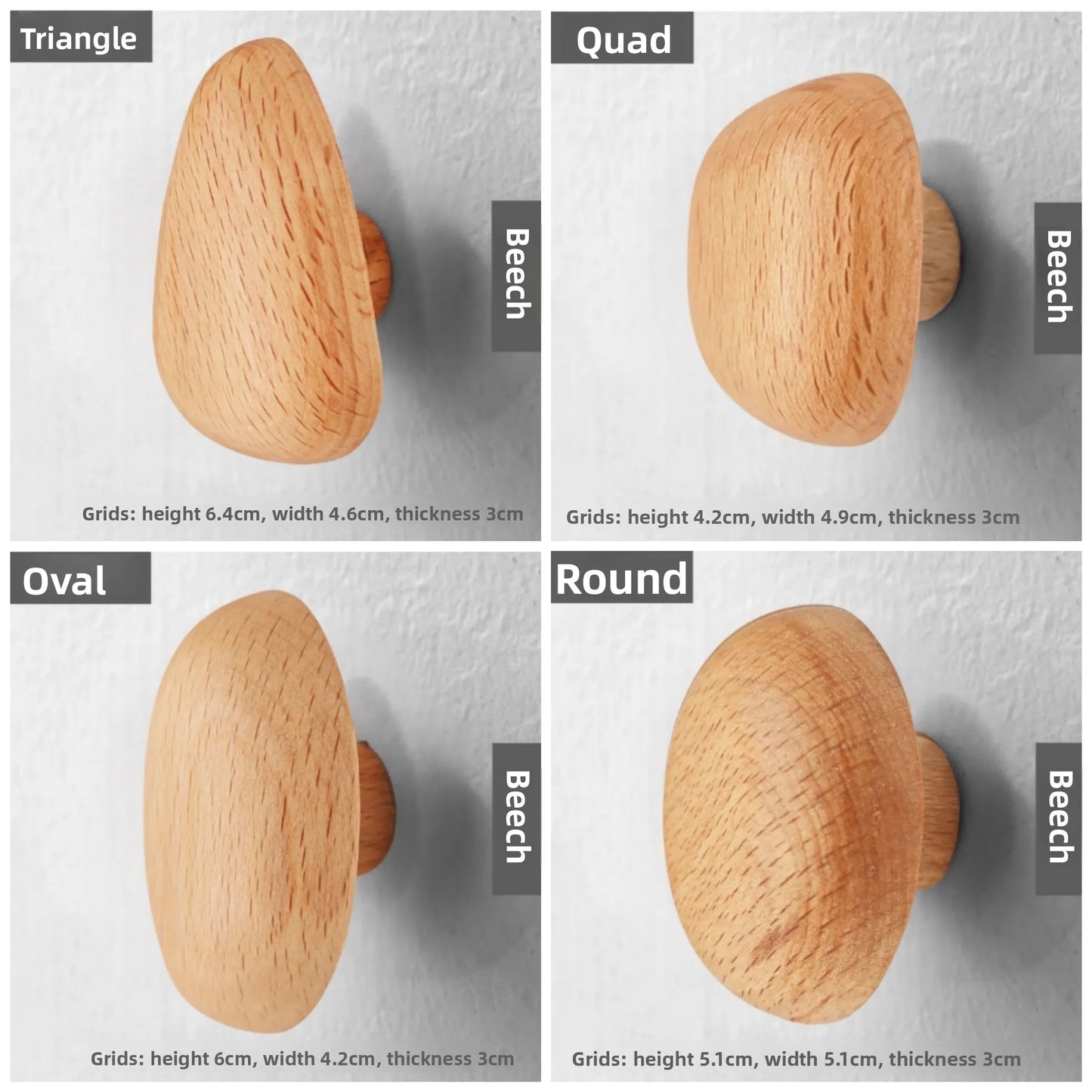 Skandinavischer Wand-Kleiderhaken mit Massivholzgriff für Tür und Schrank