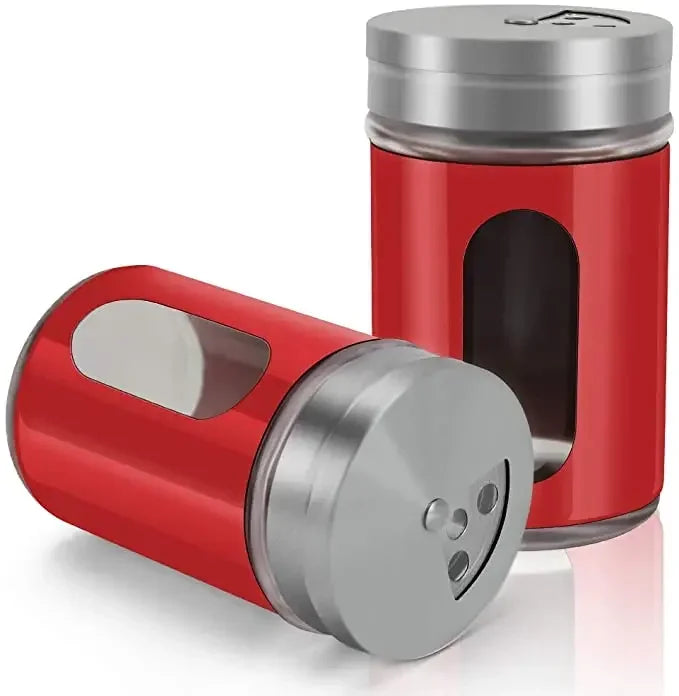 2-teiliges Edelstahl Gewürz Dispenser Set Pfeffer Salz Shaker kompakt