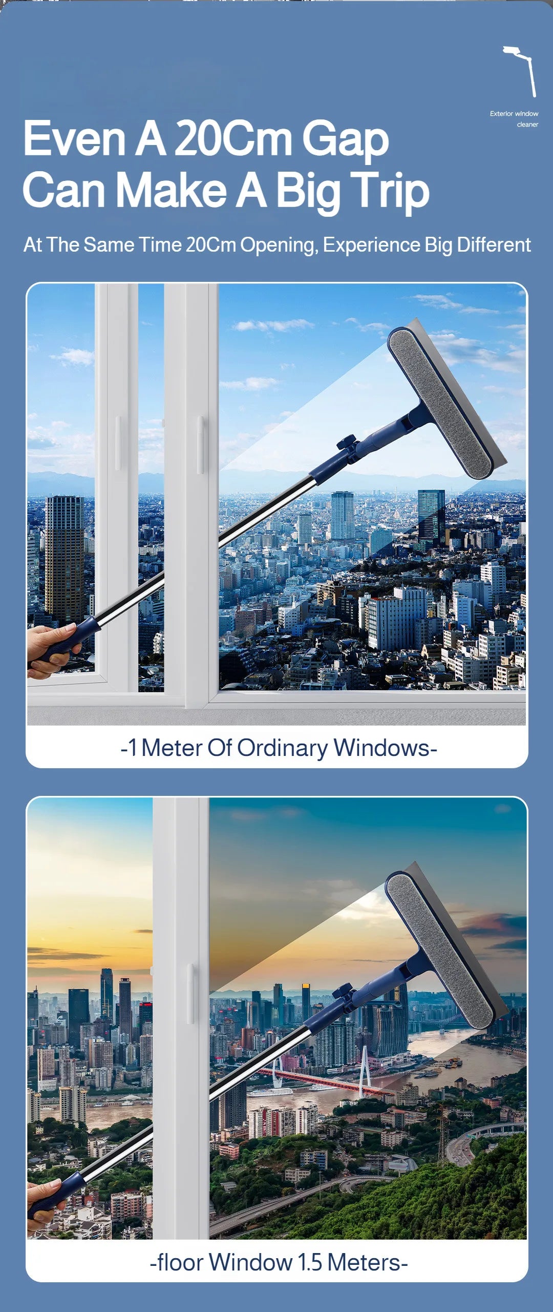 2in1 Fensterreiniger mit drehbarer Bürste und Rakel für Glas und Fliesen-Yabubest - Home & More