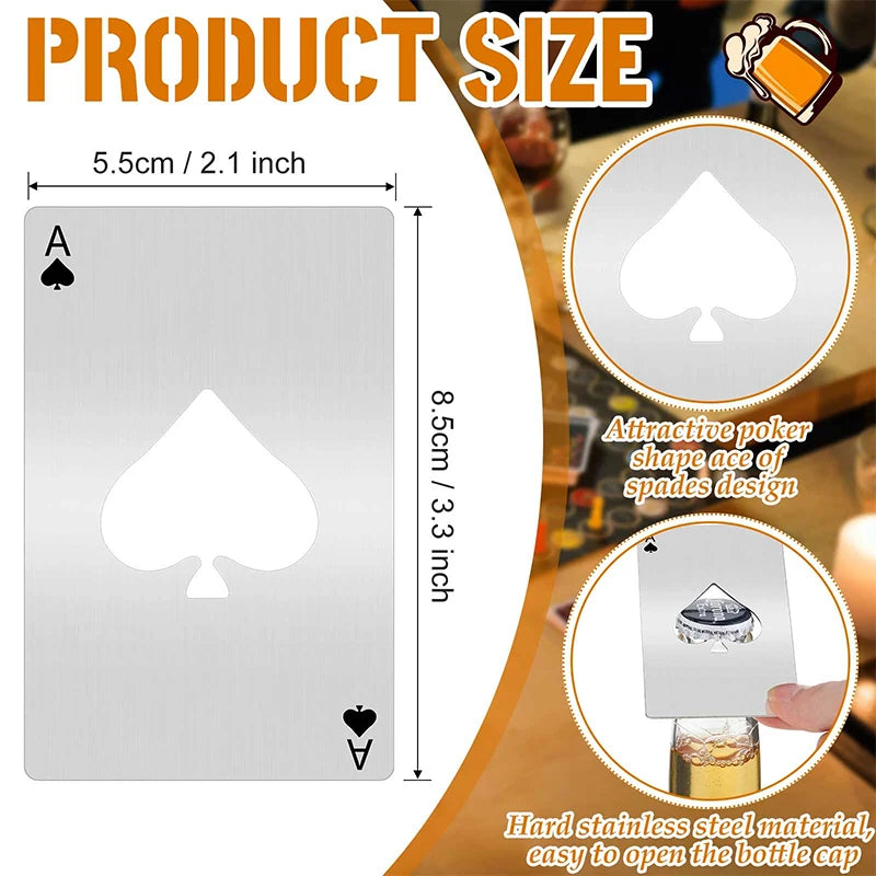 10er Set Edelstahl Poker Karte Flaschenöffner und Dosenöffner-Yabubest - Home & More