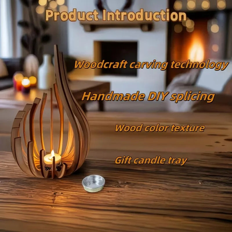 Handgefertigtes 3-teiliges Kerzenhalter-Set aus Holz-Yabubest - Home & More