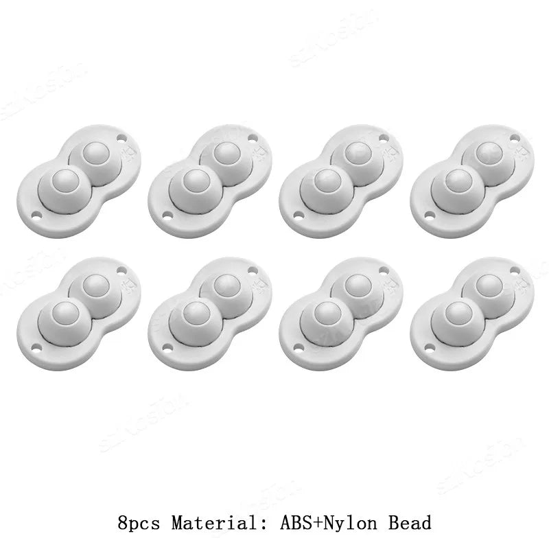 Selbstklebende Mini Lenkrolle aus ABS mit Stahl- oder Nylonkugeln, 360° Drehbar