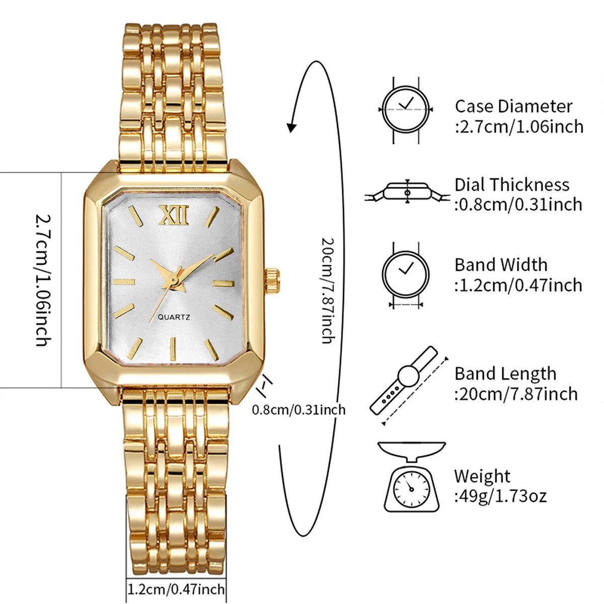 Elegantes Damen Uhr Set mit Quarzuhrwerk und Edelstahlband