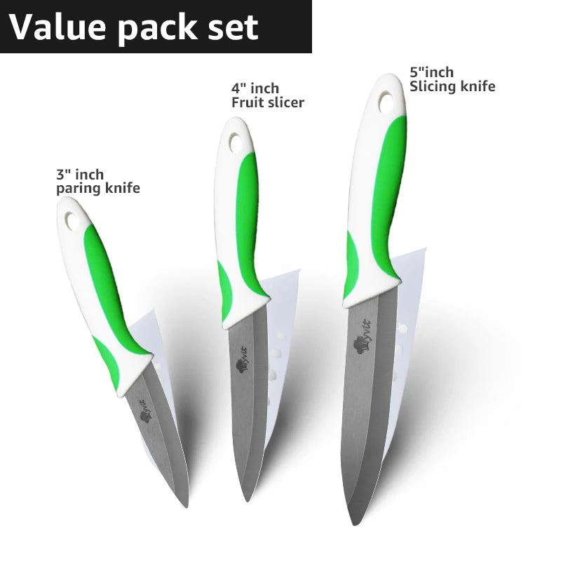 Keramik Messer Set 3-6 Zoll: Vielseitig, Scharf, Schwarze Zirkonia Klinge