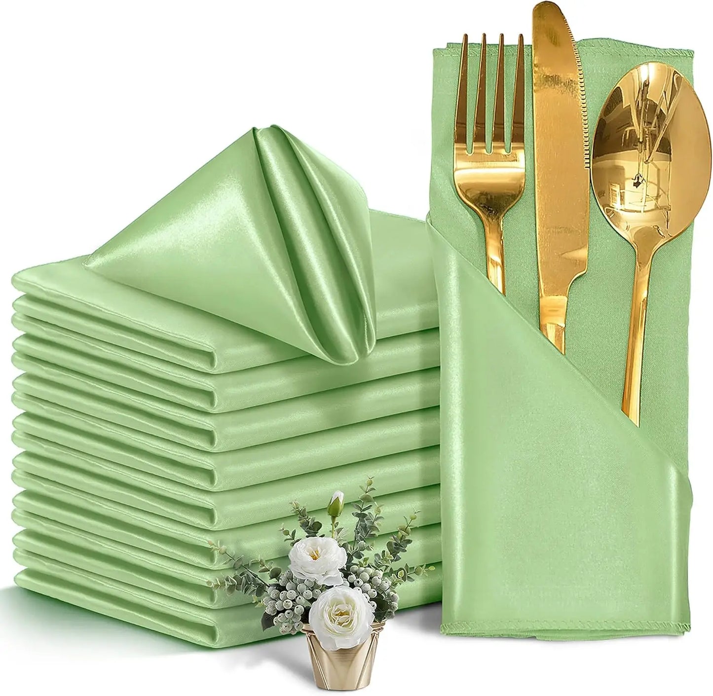 12 rote Satin Servietten 30x30 cm waschbar seidig weich für Event Deko