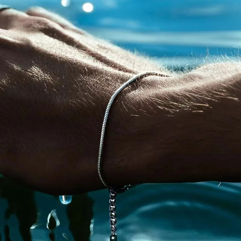 Edelstahl Gliederkette Armband Quadrat Schlange Unisex Party Schmuck