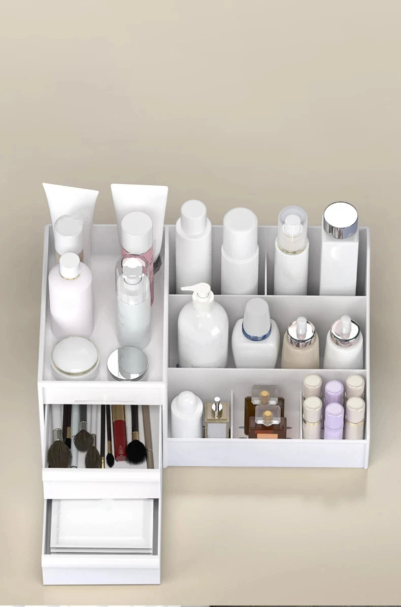 Vielseitiger Desktop Kosmetik Organizer mit Schubladen Design