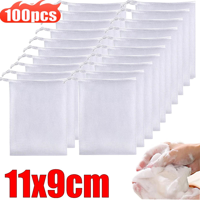 Schaumnetz mit Kordelzug für sanfte Gesichtsreinigung 5 bis 100 Stück