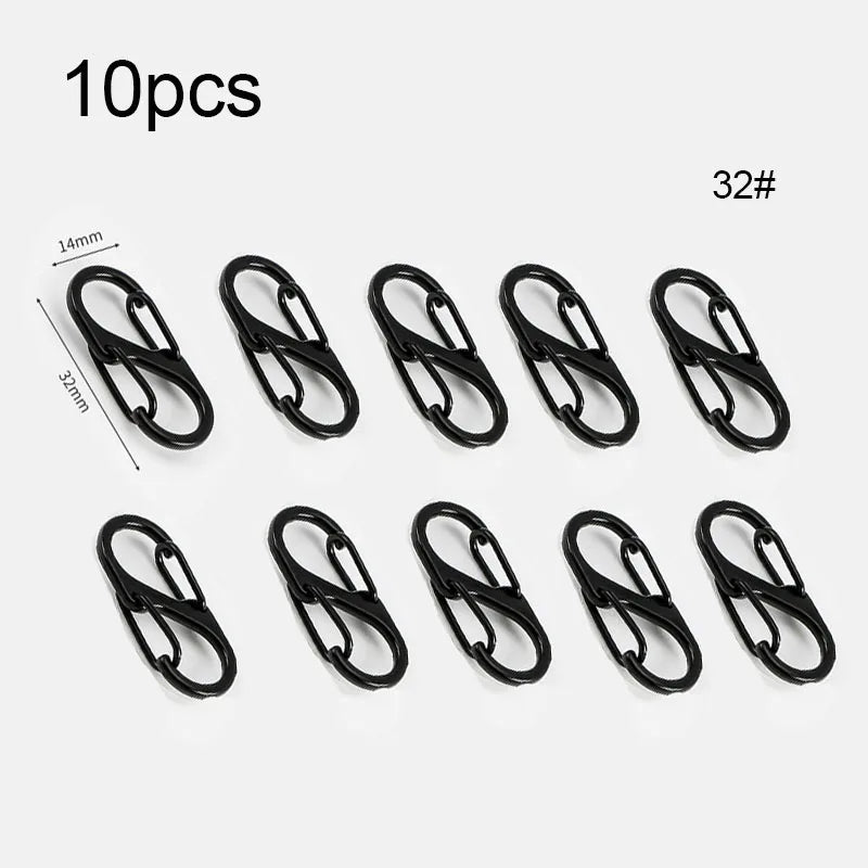 5 10er Set Mini Aluminium Karabiner S Typ Schlüsselbund Haken Camping
