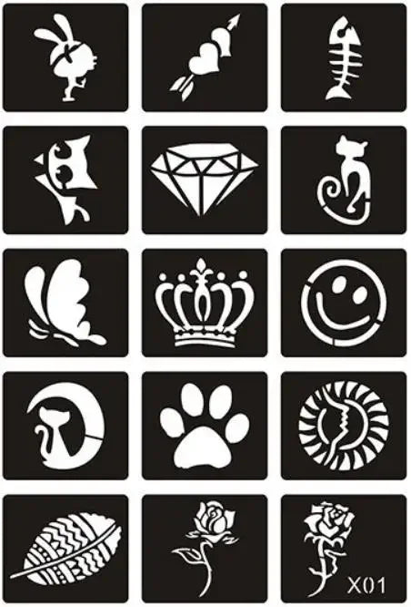 Henna Tattoo Schablone mit indischem Motiv fuer Gesichts und Koerperkunst