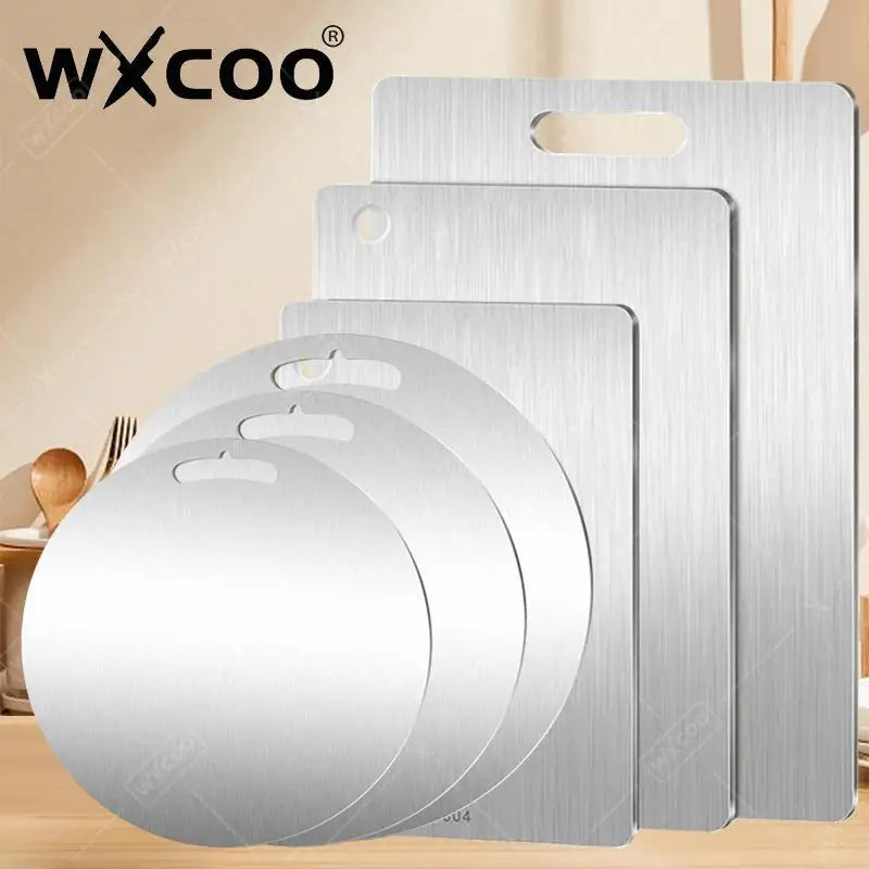 Doppelseitiges rundes Edelstahl Schneidebrett für Gemüse Obst und Fleisch