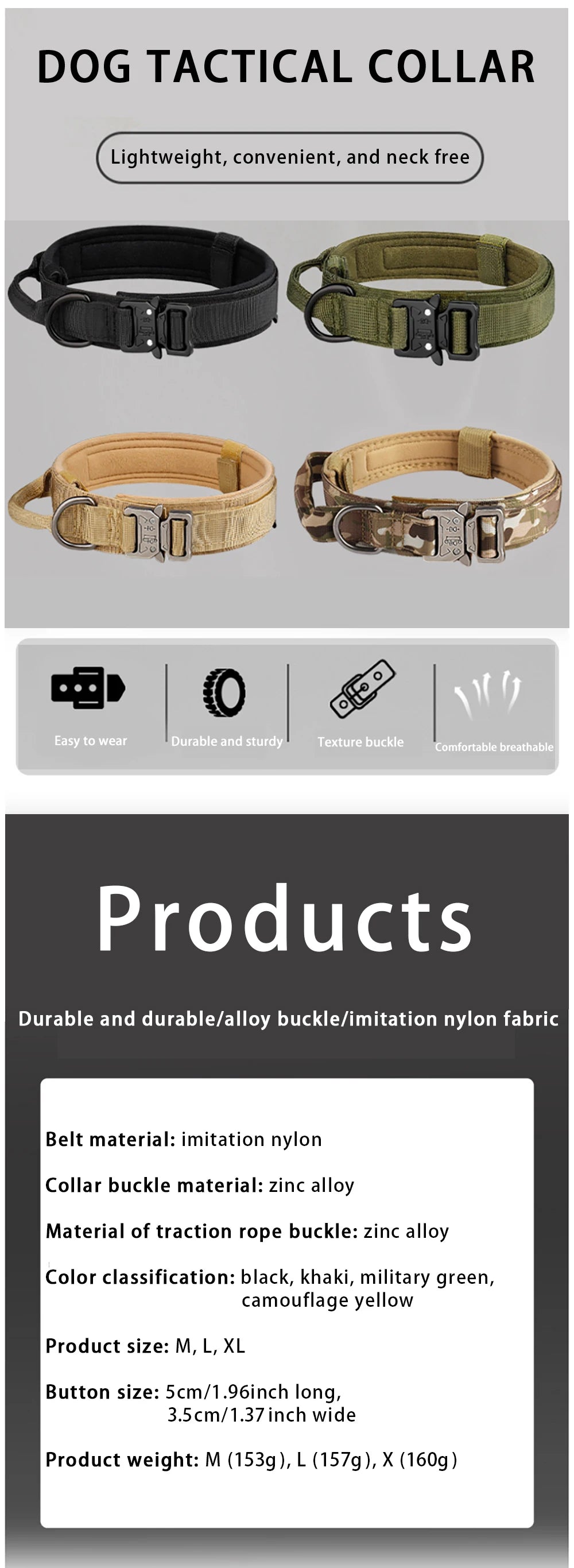 Taktisches Hundehalsband mit Metallschnalle – Atmungsaktiv & Robust-Yabubest - Home & More