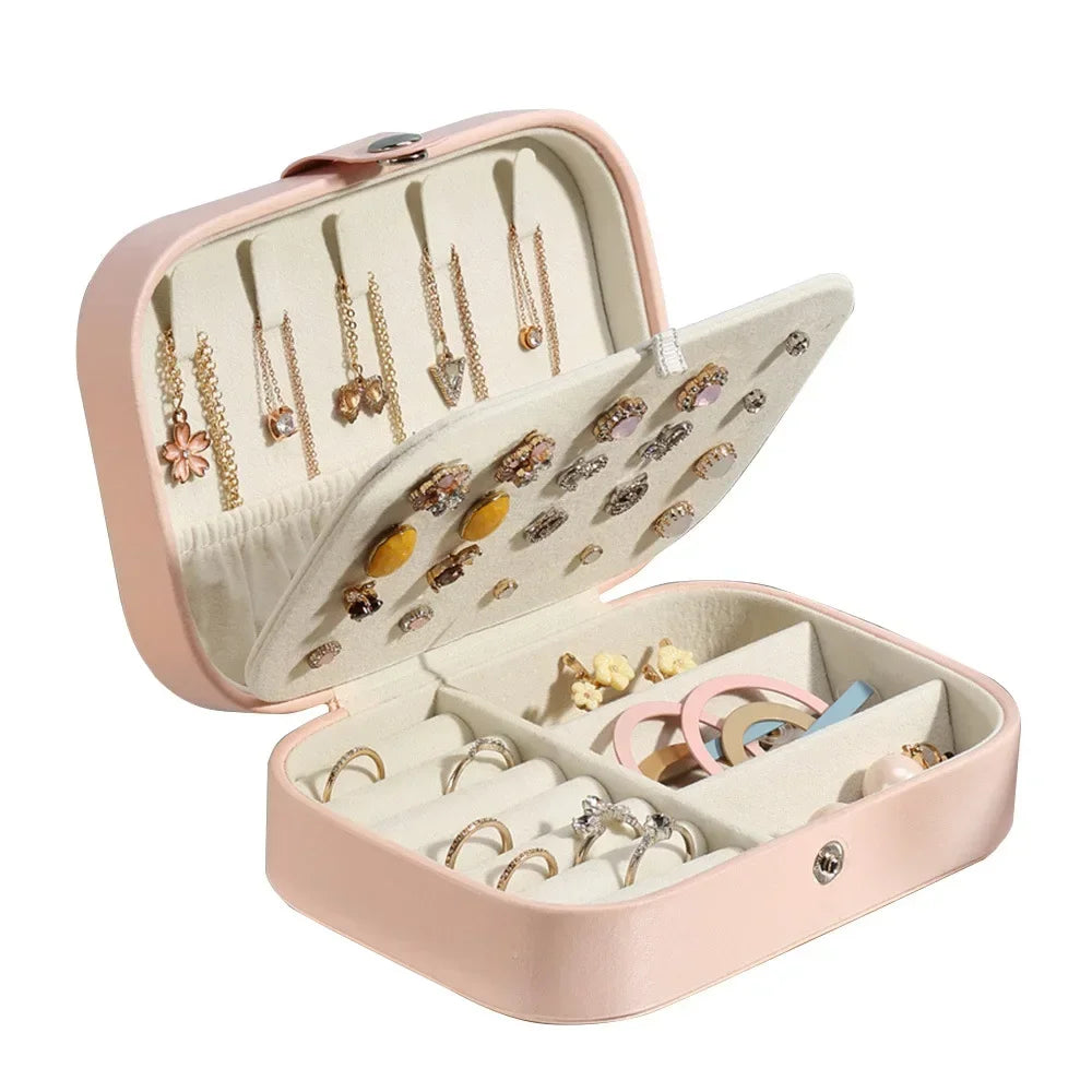 Tragbare Leder Schmuck Organizer für Reisen - Ringe, Ketten, Ohrringe sicher verstauen