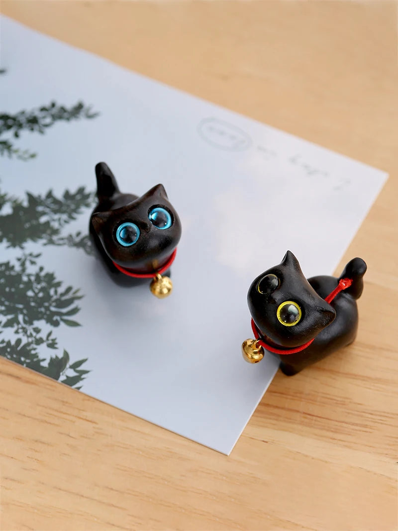 Handgeschnitzte Tierfiguren aus Naturholz – Katze & Hund Miniatur Deko