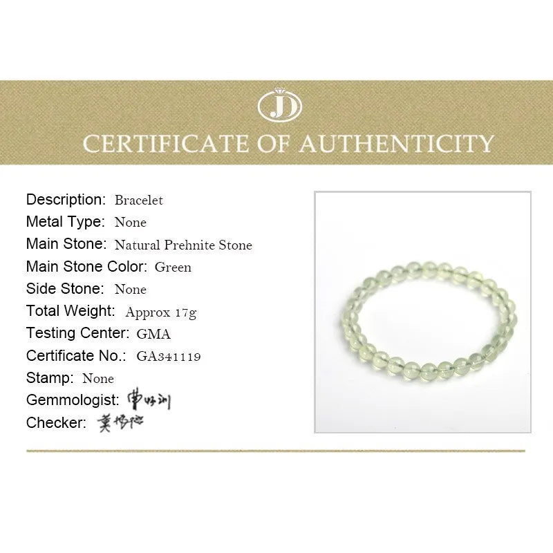 Prehnit Perlen Armband für Damen Grüner Edelstein Yoga Schmuck 18-19cm