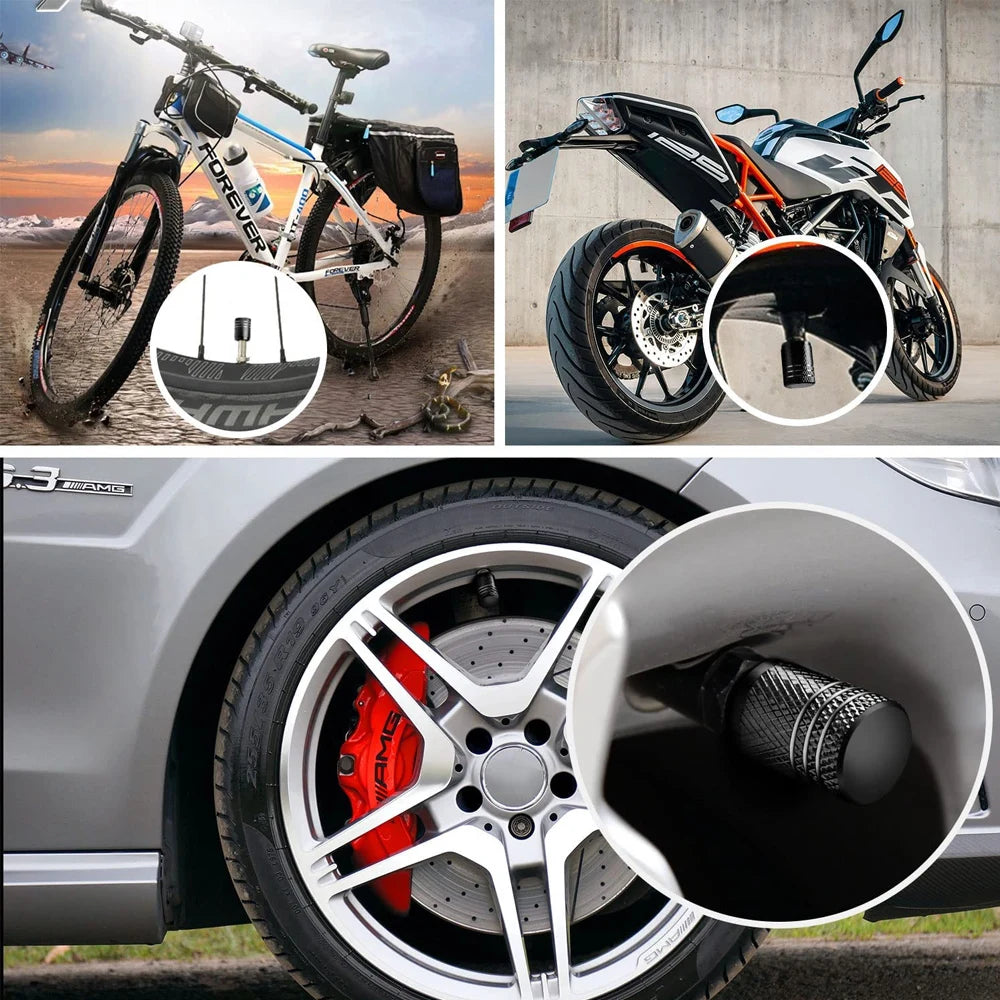 8er Set Aluminium Reifenventilkappen staubdicht für Auto Motorrad Fahrrad