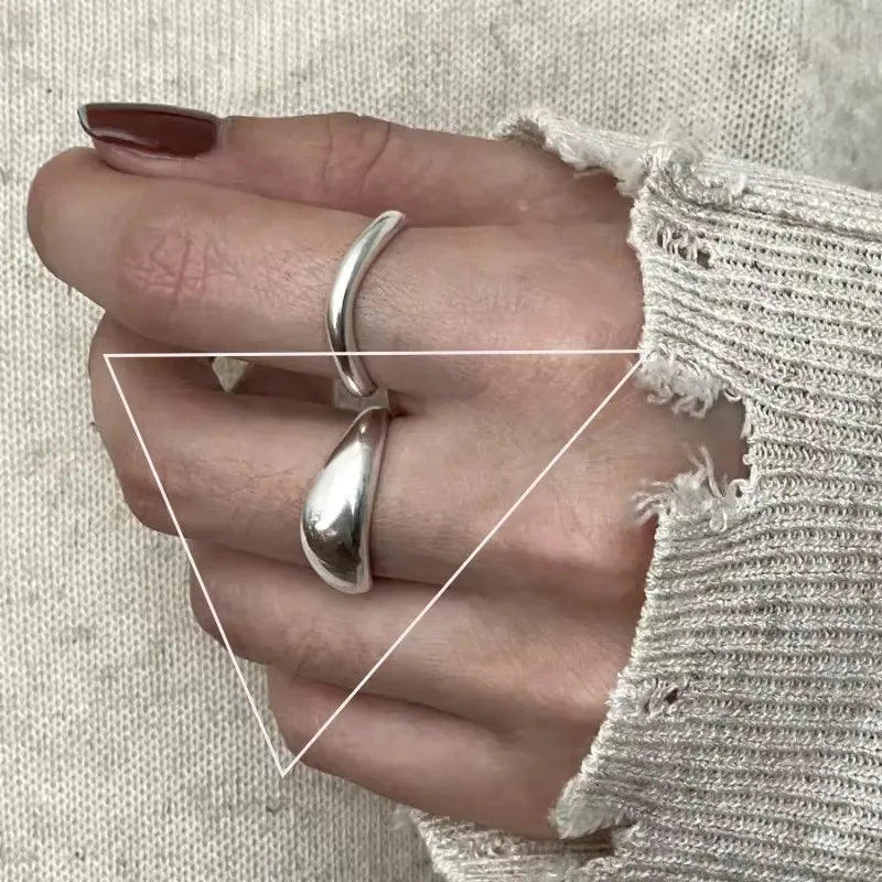 Verstellbarer Silberring mit hohlen Linien, stylischer Punk-Schmuck Unisex